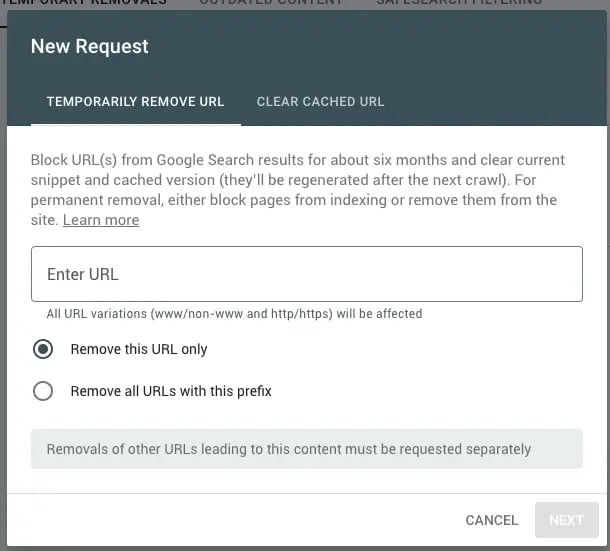 duplicate content, temporarily remove